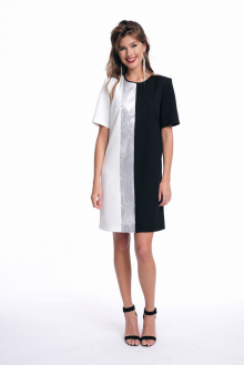 Платье KaVaRi 1015 черный-молочный