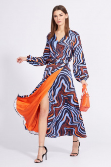 Платье EOLA 2341 синий-оранжевый