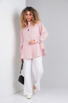 Блуза DOGGI 0160 фламингово-белая полоска