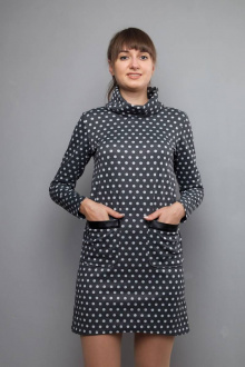 Платье Mita ЖМ845 т.серый/горох