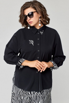 Блуза EVA GRANT 7182-1 черный+зебра