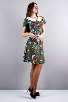 Платье Mita ЖМ820 зеленый+цветы