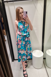 Сарафан Shymoda 1126-20 бирюзовый/цветы