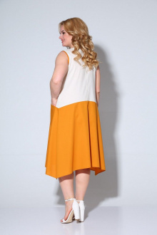 Платье  1905 белый-оранжевый