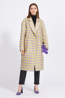 Пальто EOLA 2184 салатовый-фиолетовый