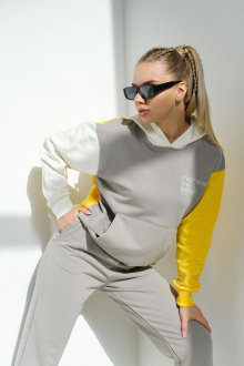 Худи Rawwwr clothing 334 серый/молочный/желтый
