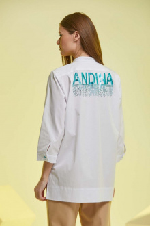 Блуза Andina 102 белый+фольга_бирюза