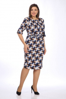 Платье Lady Style Classic 317/4 синий_с_коричневым