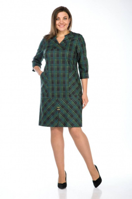 Платье Lady Style Classic 1465/1 зеленый_с_темно-синим