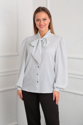 Блуза Lady Line 524 белый+син.горохи