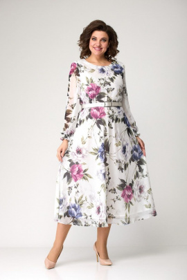 Платье Moda Versal П2360 молочный+фиолетовый