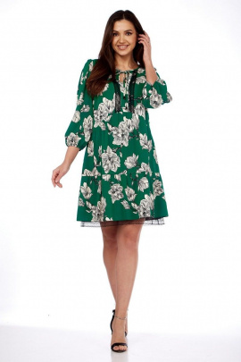 Платье Милора-стиль 1035 зеленое_в_цветы