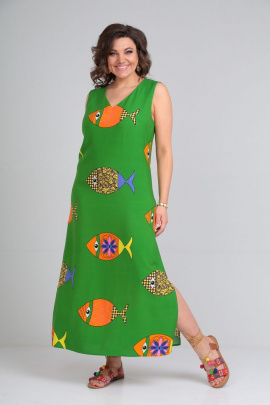 Платье Mubliz 048 зеленый_рыбки