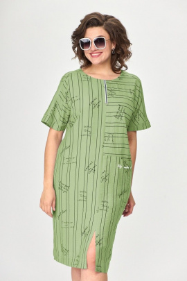 Платье Милора-стиль 1110 зеленый/буквы