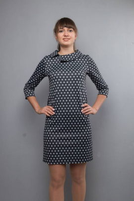 Платье Mita ЖМ772 т.серый/горох