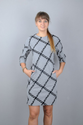 Платье Mita ЖМ768 серый/клетка