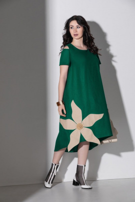 Платье ElPaiz 649 зеленый-беж