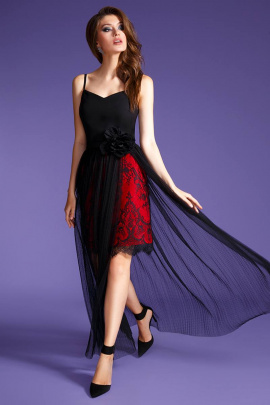 Платье LaVeLa L1773 черный/бордовый