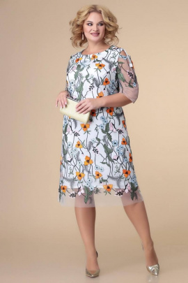 Платье Romanovich Style 1-2181 белый/оранж