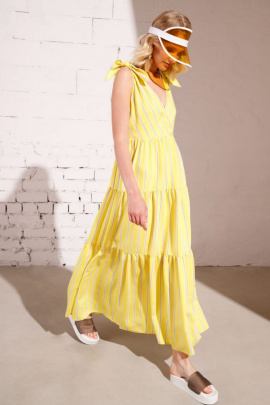 Платье Nelva 5907 лимонный+полоска