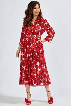 Платье Teffi Style L-1632 красные_маки