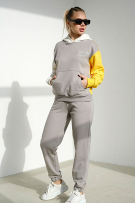 Худи Rawwwr clothing 334 серый/молочный/желтый