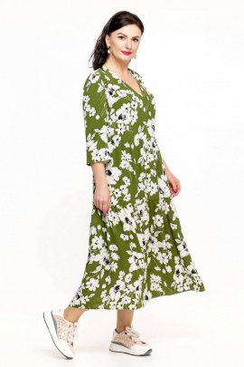 Платье Дорофея 598 зеленый.белый
