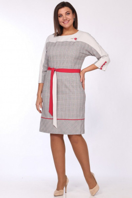 Платье Lady Style Classic 1551/1 серо-розовый_клетка