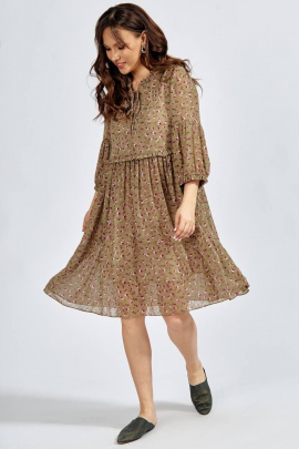 Платье Teffi Style L-1633 пыльно-оливковый