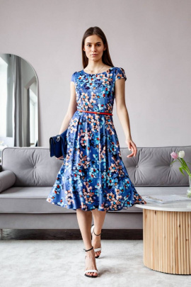 Платье ARTiMODA 321-07 синий_принт_цветы