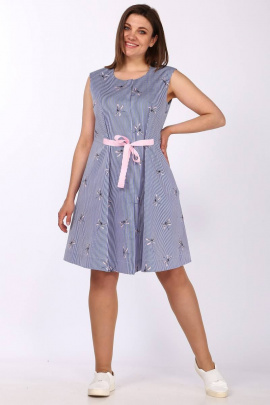 Платье Lady Style Classic 1278 синий_с_розовым
