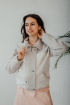  Куртка Стильная леди М-669 молочный/серый