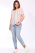  Блуза Lady Style Classic 2777 розово-сине-бежевая_полоска