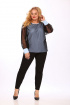 Блуза Mamma Moda М-398 черный+голубой