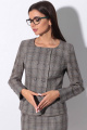 Женский костюм LeNata 22915 коричн.с-син.-клетка-с-юбкой-в-клетку