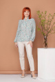 Блуза Соджи 410 зеленый/цветы