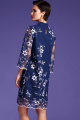 Платье LaVeLa L1876 синий/цветы_розовые