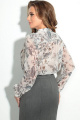 Комплект LeNata 33922 серый-с-блузкой-в-мелкие-цветы