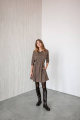 Платье KRASA 154-21 мини_коричнево-песочная_мелкая_клетка