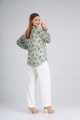 Блуза Lady Line 503 зеленый+цветы