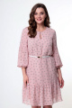 Платье Мишель стиль 1038 серые_горохи+розовый