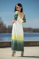 Платье Diva 1409 зелень-белый