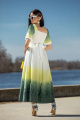 Платье Diva 1410 зелень-белый
