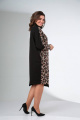 Платье LadisLine 1422 бежевый_леопард+черный