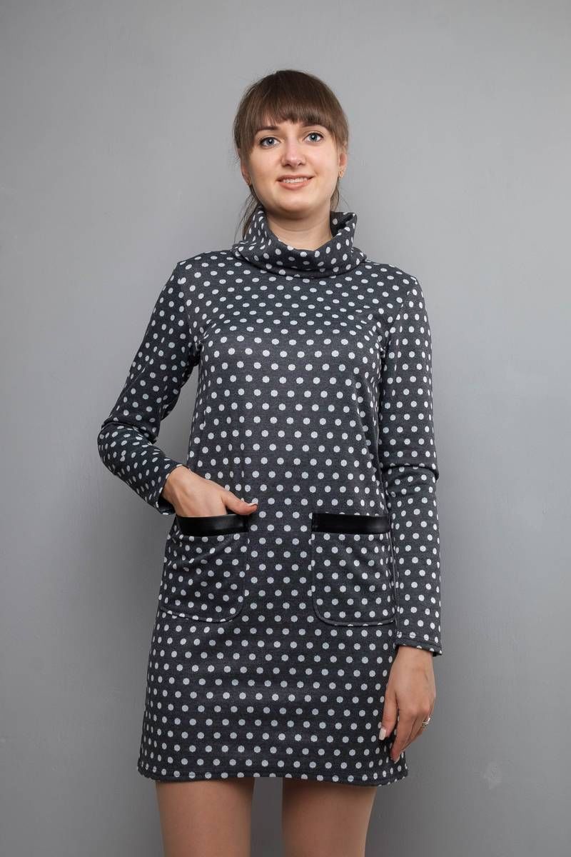 платье Mita ЖМ845 т.серый/горох