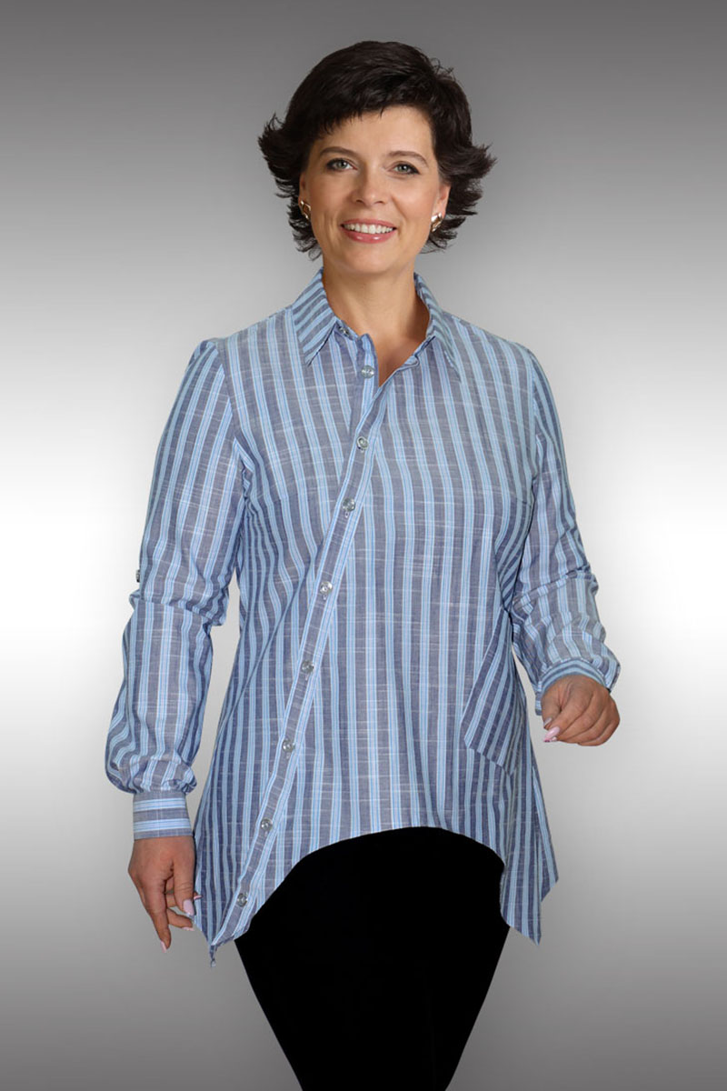 блуза Таир-Гранд 62233 голубая-полоска