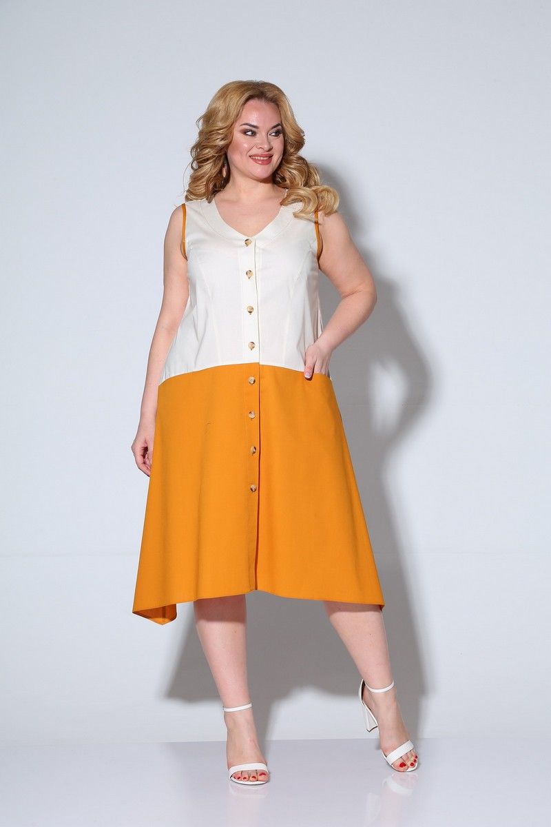 платье  1905 белый-оранжевый
