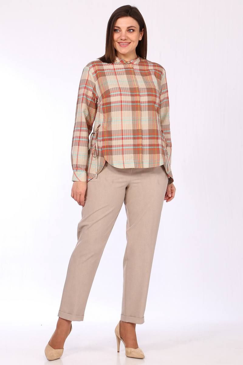 блуза Lady Style Classic 2393/2 коричневые_тона/клетка