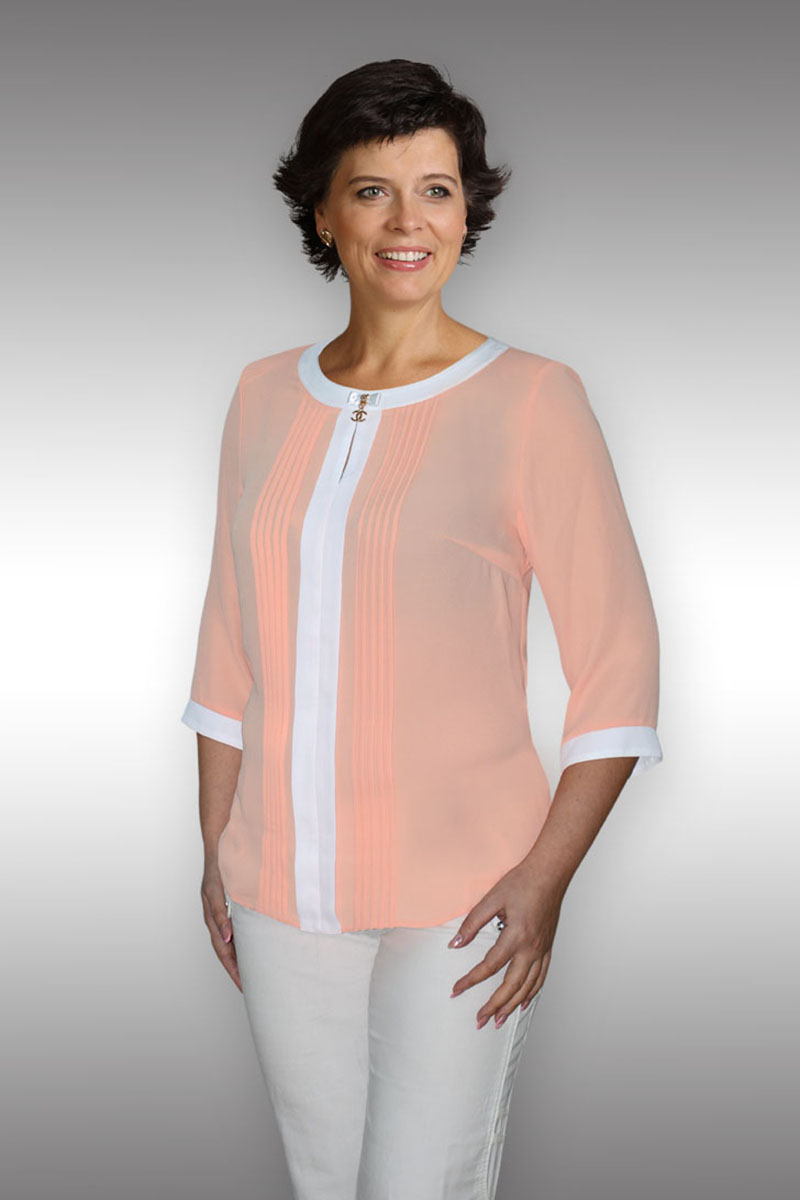 блуза Таир-Гранд 62208-1 персик+белый